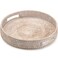 XIMISISE 118 Round Rattan Tray Hand Woven Serving Tray with Handles Wicker Serving Basket Decorative Tray for Home Decor Whitewash