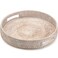 XIMISISE 118 Round Rattan Tray Hand Woven Serving Tray with Handles Wicker Serving Basket Decorative Tray for Home Decor Whitewash