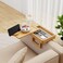 Wealone Mini Couch Arm Table for Narrow Armrest Bamboo Sofa Arm Tray with Storage Box Rotating Tabletop Phone Stand Adjustable Sofa Arm Table Clip for Snacks or Dining Width of Armrest 17 Inch