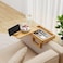 Wealone Mini Couch Arm Table for Narrow Armrest Bamboo Sofa Arm Tray with Storage Box Rotating Tabletop Phone Stand Adjustable Sofa Arm Table Clip for Snacks or Dining Width of Armrest 17 Inch