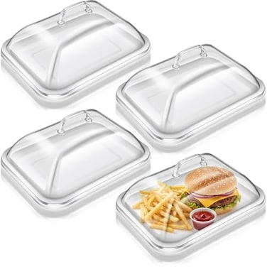 Tiangrid 4 Pack Clear Acrylic Serving Tray with Dome Lid Rectangular Food Tray for Cake Dessert Buffet Serving Food Banquets Parties Restaurant Display1083 x 846 x 559 in