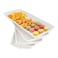 AMGBZT Serving Tray Platter Rectangle 4 Pcs Long Narrow Food Tray for Veggie Fruit Snack Dessert Plastic White Food Trays for Party Supplies Display Rectangular Platters for Serving Food BPA Free