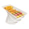 AMGBZT Serving Tray Platter Rectangle 4 Pcs Long Narrow Food Tray for Veggie Fruit Snack Dessert Plastic White Food Trays for Party Supplies Display Rectangular Platters for Serving Food BPA Free