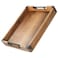 YaTriunfo Wood Serving Tray with Handles 17x13 Large Decorative Ottoman Tray for Coffee Table Walnut and Acacia Wooden Serving Trays for Party Home Decor Rectangular Platters with 3 Silicone Mats