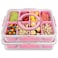 HRXFOZ Divided Serving Tray with Lid and Handle8 Compartments Snacks BoxSnack Fruit TrayVeggie TrayPortable Platter for Candy Fruits Nuts Snack Party Entertaining Picnic 2PCS Pink