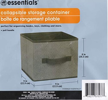 &sbquo;&uml;&fnof;&fnof;&sbquo;&raquo;&fnof;&sup3;&sbquo;&middot;&fnof;&pound;&fnof;Essentials Set of 2 Collapsible Storage Cubes 9x9x8 inch Gray