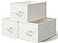 LayerSpace 3 Pack Fabric Storage Bins for Shelves 115x875x65in Storage Baskets Fabric Closet Organizers and Storage Bins with Handles Home Organization Linen Clothes Bins White Ivory
