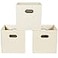 Yunkeeper Yunkeeeper storage bins Cubes Fabric Cube Organizer with Handle Foldable Cube Bins for Cloth or Accessary Storage 11x11x11 Set of 3 Creamy White