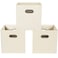 Yunkeeper Yunkeeeper storage bins Cubes Fabric Cube Organizer with Handle Foldable Cube Bins for Cloth or Accessary Storage 11x11x11 Set of 3 Creamy White