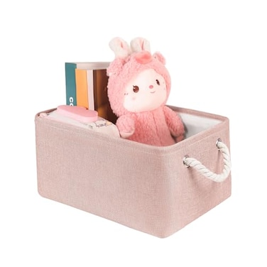LordCom Storage Bins with Sturdy Cotton Handles1 Pack Fabric Storage Baskets for Organizing use for Office Home Book Clothes Toys Closet Boxes Large Pink 157x118x79 inches