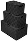 Sorbus Set of 3 Black Woven Storage Baskets with Lids Mesh HandWoven Bins for Closet Shelf and Linen Organization Variety Pack