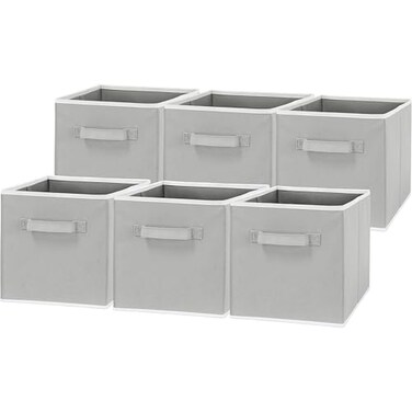 Simple Houseware Foldable Cube Storage Bins 11Inch Gray 6Pack Fabric Cubes Organizer for Closet or Shelves