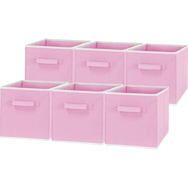 Simple Houseware Foldable Cube Storage Bins 11Inch Pink 6Pack Fabric Cubes Organizer for Closet or Shelves