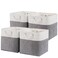 MidmmVick 13 x 13 Inch Cube Storage Bins 4 Pack Large Collapsible Fabric Storage Bin with Ropes Foldable Storage Cubes for Home OfficeCloset Clothes Toys Organizer White Grey