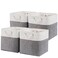 MidmmVick 13 x 13 Inch Cube Storage Bins 4 Pack Large Collapsible Fabric Storage Bin with Ropes Foldable Storage Cubes for Home OfficeCloset Clothes Toys Organizer White Grey