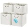 OrganiHaus 13x13 Cube Storage Bins 4 Pack Foldable Cube Storage Organizer w Rope Handles Collapsible Fabric Bins for Toys Clothes Closet Organization Fabric Square Baskets OffWhite