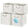 OrganiHaus 13x13 Cube Storage Bins 4 Pack Foldable Cube Storage Organizer w Rope Handles Collapsible Fabric Bins for Toys Clothes Closet Organization Fabric Square Baskets OffWhite