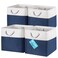 OrganiHaus 13x13 Cube Storage Bins 4 Pack Foldable Cube Storage Organizer w Rope Handles Collapsible Fabric Bins for Toys Clothes Closet Organization Fabric Square Baskets Navy Blue
