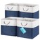OrganiHaus 13x13 Cube Storage Bins 4 Pack Foldable Cube Storage Organizer w Rope Handles Collapsible Fabric Bins for Toys Clothes Closet Organization Fabric Square Baskets Navy Blue