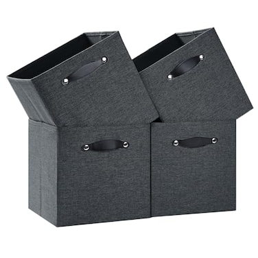 FABINADO Foldable Fabric Storage Bins Cubes 13x15x13 Inch Kallax Cubby Bins with Dual Handles Graphite Gray 4 Pack