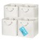 OrganiHaus 11x11 Cube Storage Bins 4 Pack Foldable Cube Storage Organizer w Rope Handles Collapsible Fabric Bins for Toys Clothes Closet Organization Fabric Square Baskets OffWhite