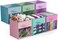 Sorbus 11 Inch Storage Bins with Clear Window 6 Foldable Baskets for Organizing Clothes Toys Books Sturdy Collapsible Fabric Storage Cubes with Handle Storage Baskets for Shelves Closets