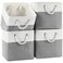 Patvingot 11 Inch Cube Storage Bins 4 Pack Fabric Storage Cubes with Rope Handles Organizer Baskets for Closet Shelves Clothes and Home OrganizationWhiteGray