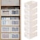 Pradnel Linen Closet Organizers And Storage 6 Pack Closet Storage Bins Linen Closet Baskets for Closet Organization Foldable Closet Organizer Bins with Clear Window For Organizing Clothing Jeans Shelv