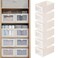 Pradnel Linen Closet Organizers And Storage 6 Pack Closet Storage Bins Linen Closet Baskets for Closet Organization Foldable Closet Organizer Bins with Clear Window For Organizing Clothing Jeans Shelv