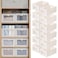 Pradnel Linen Closet Organizers And Storage 12 Pack Closet Storage Bins Linen Closet Baskets for Closet Organization Foldable Closet Organizer Bins with Clear Window For Organizing Clothing Jeans Shel