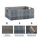 LaMor&Atilde;&copy;e LaMore Fabric Storage Bin Box Collapsible Cotton Linen Storage Cube with Wooden Handles Rectangular Decorative Home Organizer Clothes Blanket Basket Dark Gray Plaid Medium