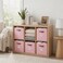 DECOMOMO Storage Bins Cube Storage Bin with Labels Fabric Storage Cubes for Shelves 105 x 11 6pcs Pink