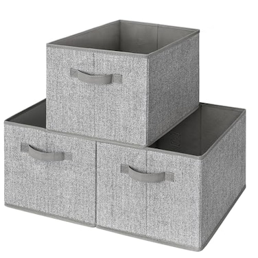 GRANNY SAYS Closet Storage Bins Storage Baskets for Organizing Fabric Storage Bins with Handles Clothing Storage Containers for Organization Wardrobe Gray Large 3Pack
