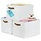 OrganiHaus 15x11in Canvas Storage Baskets 3 Pack LARGE Fabric Bins for Shelves Closet Bedroom Storage Full OffWhite