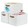 OrganiHaus 15x11in Canvas Storage Baskets 3 Pack LARGE Fabric Bins for Shelves Closet Bedroom Storage Full OffWhite
