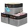 OrganiHaus 15x11in Canvas Storage Baskets 3 Pack LARGE Fabric Bins for Shelves Closet Bedroom Storage GrayBlack