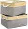 TheWarmHome Storage Basket for Organizing 3 Pack 14x10x7 inch Large Collapsible Storage Bin for Shelves Fabric Storage Cubes for Organizer ClosetCloth Gift Toy Grey Gold