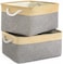 TheWarmHome Storage Basket for Organizing 3 Pack 14x10x7 inch Large Collapsible Storage Bin for Shelves Fabric Storage Cubes for Organizer ClosetCloth Gift Toy Grey Gold