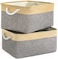 TheWarmHome Storage Basket for Organizing 3 Pack 14x10x7 inch Large Collapsible Storage Bin for Shelves Fabric Storage Cubes for Organizer ClosetCloth Gift Toy Grey Gold