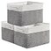 TheWarmHome Organization and Storage Basket for Organizing 3 Pack 16x12x12 inch Cube Storage Bin Fabric Storage Cubes for Organizer Cloth Gift Toy Closet White Grey