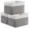 TheWarmHome Organization and Storage Basket for Organizing 3 Pack 16x12x12 inch Cube Storage Bin Fabric Storage Cubes for Organizer Cloth Gift Toy Closet White Grey