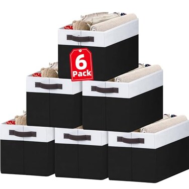 Criusia 6 Pack Closet Organizers and Storage Bins Cute Dorm Room Essentials for Clothes Beddings Bags Under Bed Storage Containers Apartment Essentials Baskets for Organizing 14L10W95H