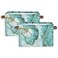 Pardick 2Pack Turquoise Marble Texture Large Collapsible Storage BinsTeal Marble Decorative Canvas Fabric Storage Boxes Organizer with HandlesRectangular Shelves Baskets Box for Home Office Nursery Cl
