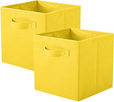ShellKingdom Storage Bins Foldable Fabric Storage Cubes and Cloth Storage Organizer Drawer for Closet and Toys Storage 2 Pack Yellow