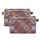KEEPREAL Foldable Storage Baskets Set of 2 Mexican Ceramic Tile Pattern Storage Bins with Handles Decorative Cloth Organizer Storage Boxes for HomeOffice 15 x 11 x 95 in