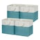 Temary Cubes Storage Baskets 11 Inch Cube Storage Bins 4 Pack Fabric Baskets for Gift Empty Teal Storage Bins for Shelves Collapsible Fabric Storage Cubes Basket for Storage WhiteTeal