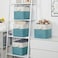 Temary Cubes Storage Baskets 11 Inch Cube Storage Bins 4 Pack Fabric Baskets for Gift Empty Teal Storage Bins for Shelves Collapsible Fabric Storage Cubes Basket for Storage WhiteTeal