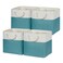 Temary Cubes Storage Baskets 11 Inch Cube Storage Bins 4 Pack Fabric Baskets for Gift Empty Teal Storage Bins for Shelves Collapsible Fabric Storage Cubes Basket for Storage WhiteTeal