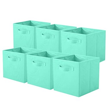 ShellKingdom Storage Bins Foldable Fabric Storage Cubes and Cloth Organizer Drawer for Closet and Toys 6 Pack Mint Green