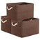 TheWarmHome Organization and Storage Basket for Shelves 3 Pack 16x12x12 inch Fabric Storage Cubes Cube Storage Bin for Organizing Closet Cloth Organizer Gift Toy White Brown
